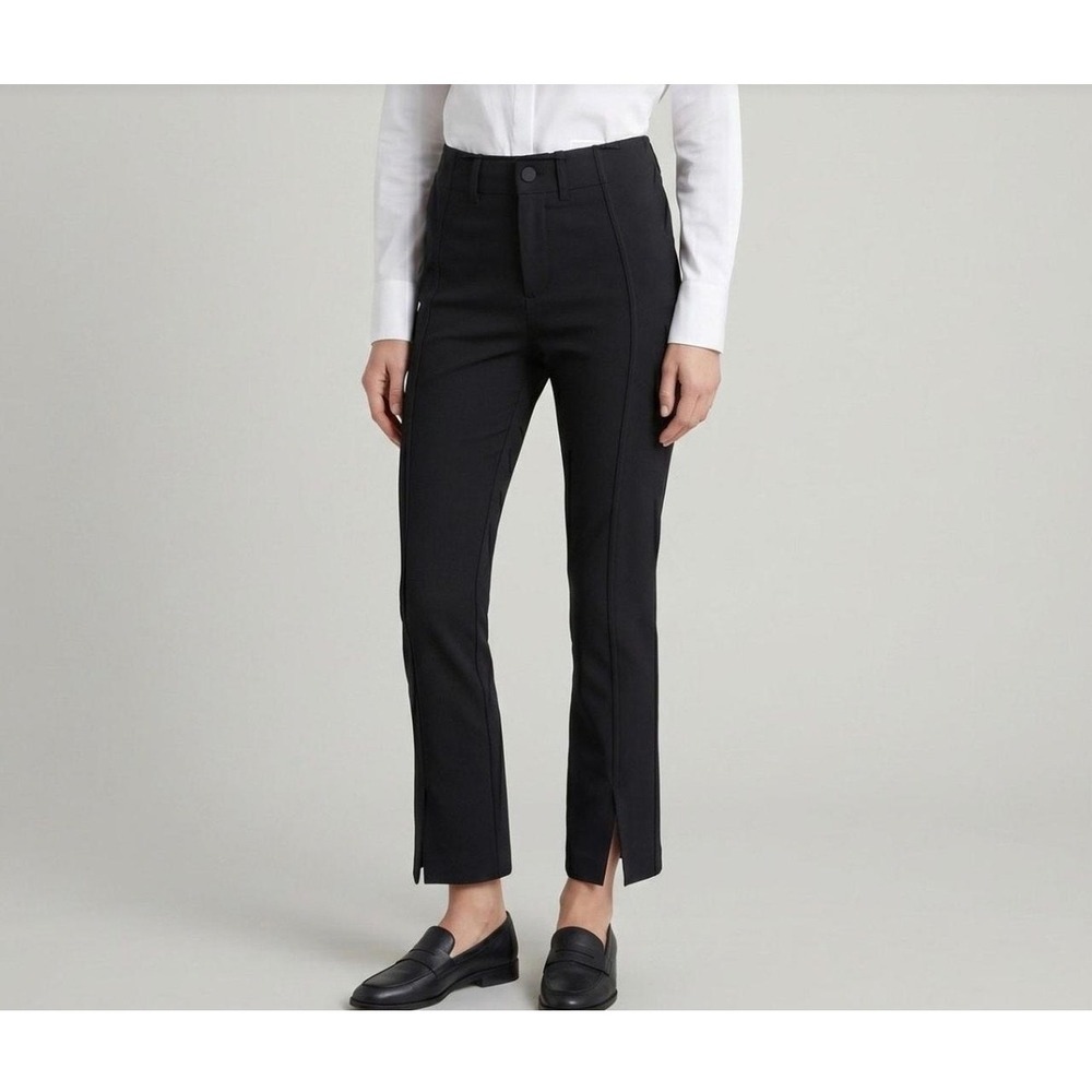 AYR Black High Rise Straight Leg Pants with Front Hem Slits Size 12
